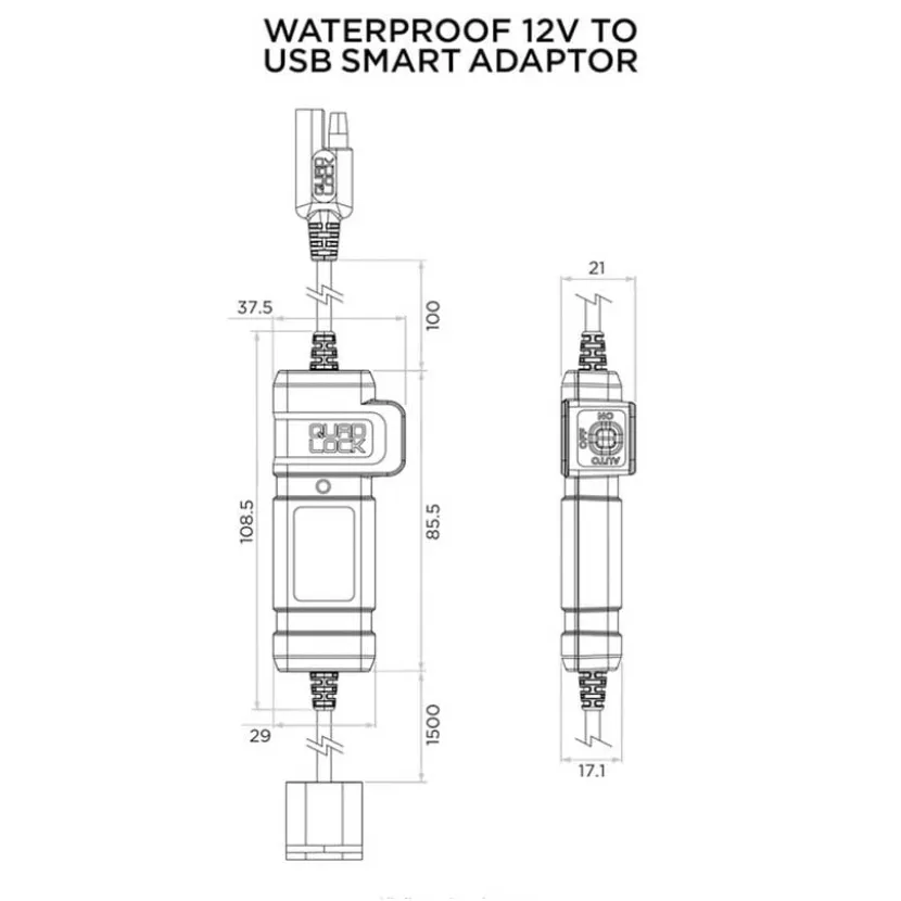 Waterproof 12V to USB Smart Adaptor